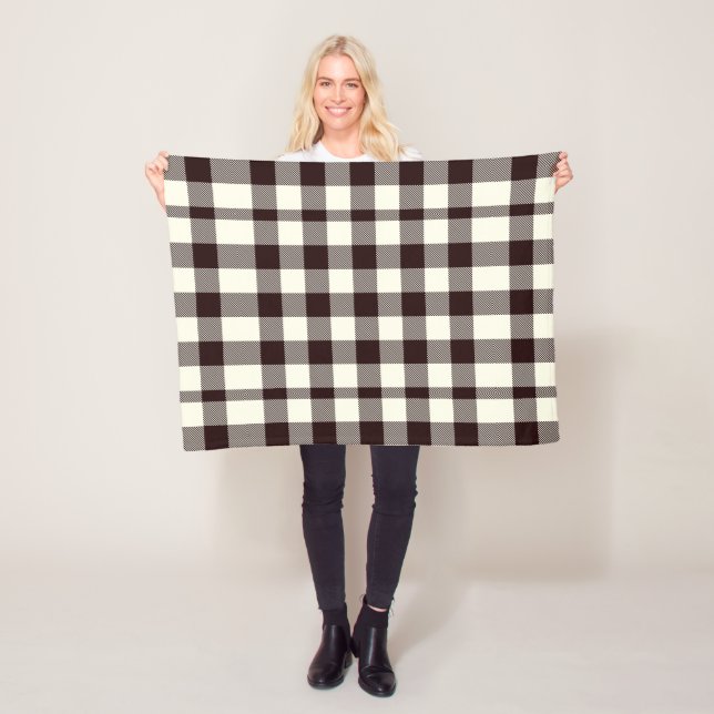 Schwarz und Weiß Gingham Classic Moderne Fleecedecke (Beispiel)