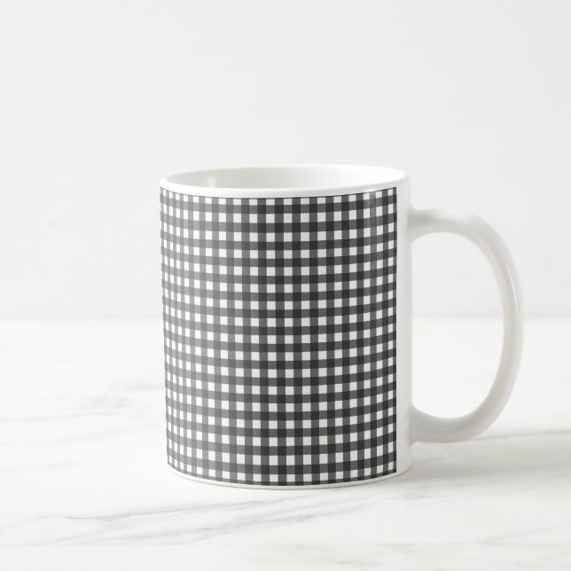 Schwarz und Weiß Gingham Kaffeetasse (Rechts)