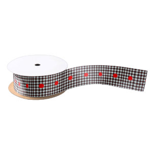 Schwarz und Weiß Gingham Ribbon Satinband