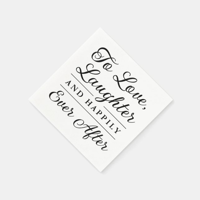 Schwarz und Weiß glücklicherweise je nach Hochzeit Serviette (Ecke)