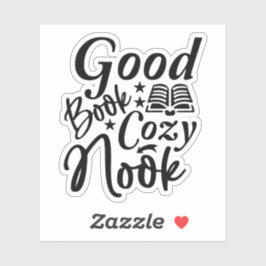 Schwarz und Weiß gutes Buch Gemütliche Nook Aufkleber