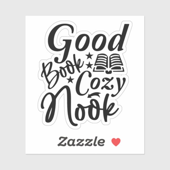 Schwarz und Weiß gutes Buch Gemütliche Nook Aufkleber (Blatt)