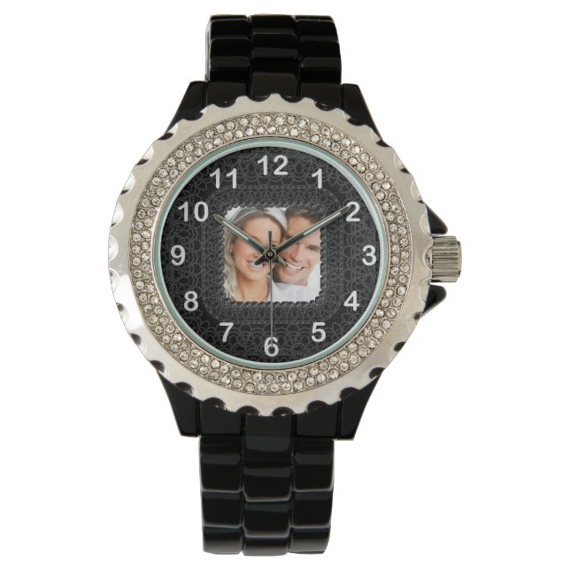 Schwarz und Weiß hinzufügen Foto Armbanduhr (Vorderseite)