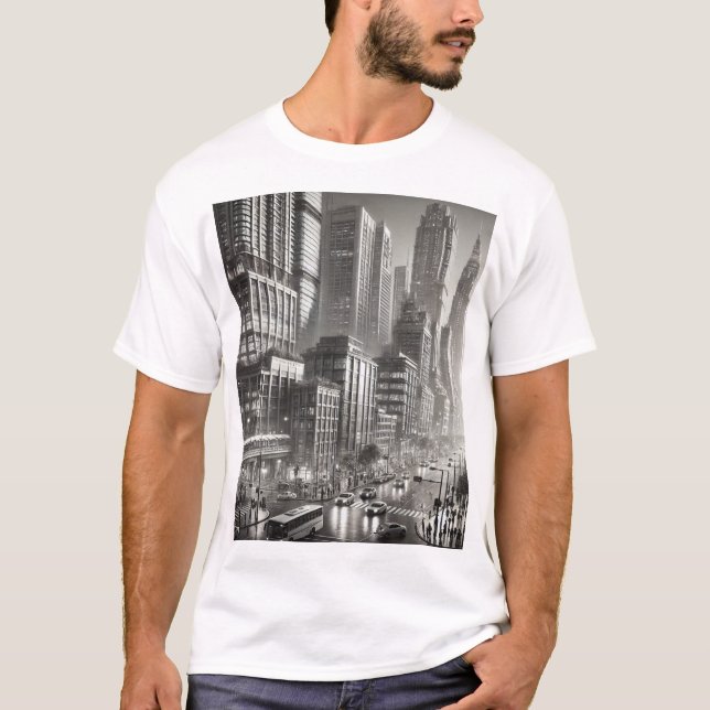 Schwarz und Weiß im Stil der 90er Jahre T-Shirt (Vorderseite)