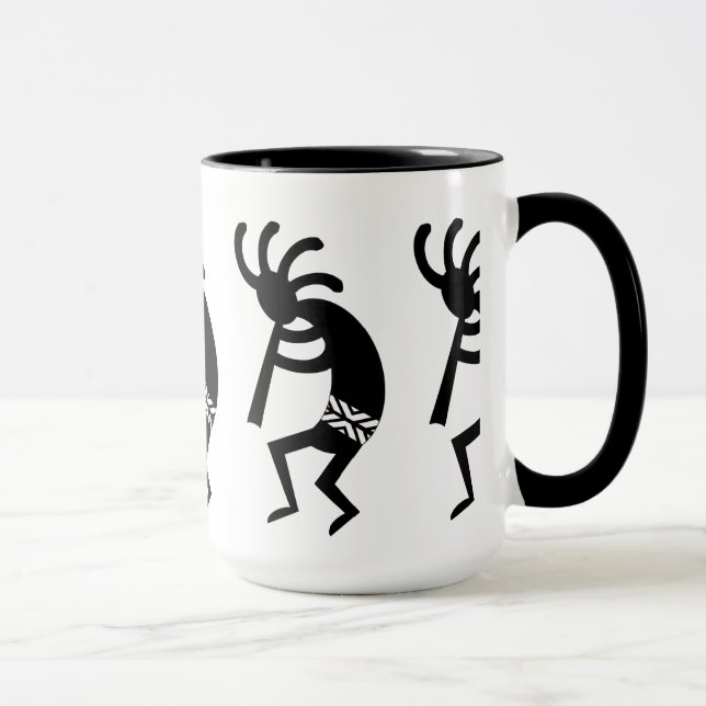 Schwarz und Weiß im Südwesten Kokopelli Tasse (Rechts)