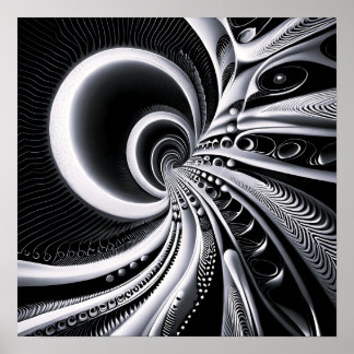 Schwarz und Weiß in das Wormloch Poster