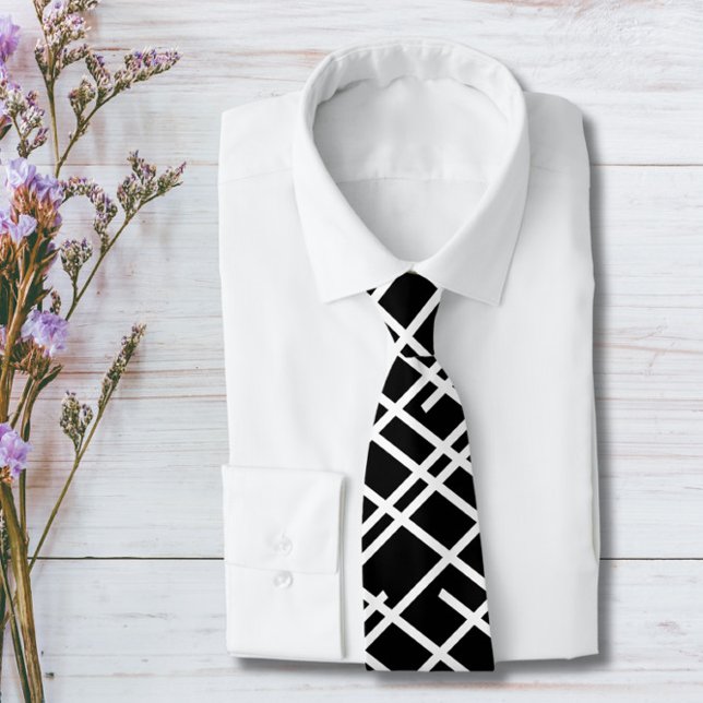 Schwarz und Weiß Lines Neck Tie Krawatte (Von Creator hochgeladen)