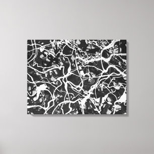 SCHWARZ UND WEISS LVII - Action Painting -Abstrakt Leinwanddruck