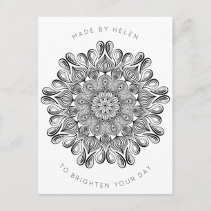 Schwarz und Weiß Mandala Trippy Psychedelic Hippie Postkarte