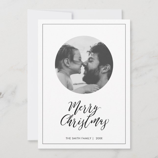 Schwarz und Weiß | Minimal frohe Weihnachten Foto (Vorderseite)