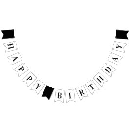 Schwarz und Weiß Minimalistisch Happy Geburtstag Wimpelkette