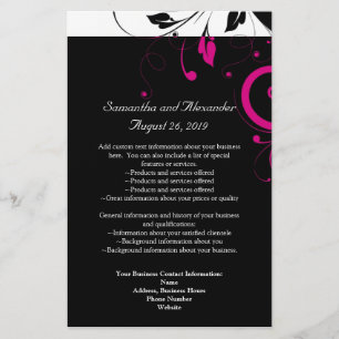 Schwarz und Weiß mit Akzent Magenta Swirl Flyer
