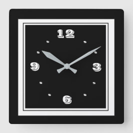 Schwarz und Weiß mit Foto Edge Simplistic Clocks Quadratische Wanduhr