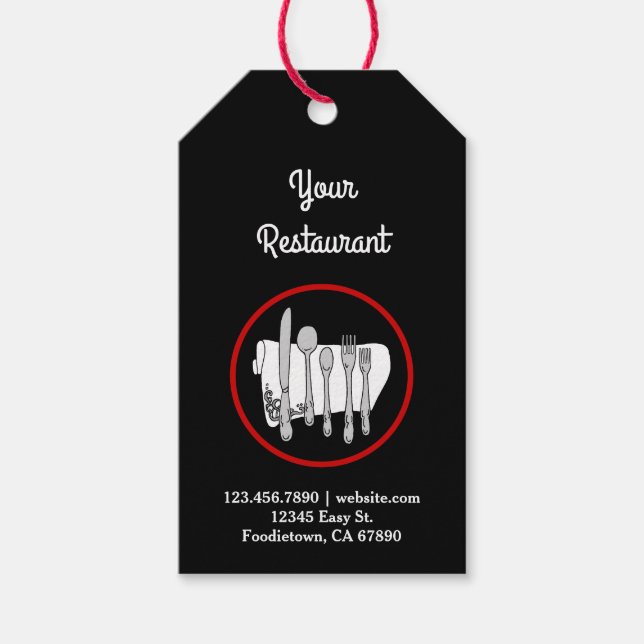 Schwarz und Weiß mit rotem, individuellem Restaura Geschenkanhänger (Vorderseite)