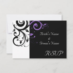 Schwarz und Weiß mit violettem Wirbelakzent RSVP Karte