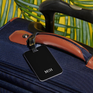 Schwarz und Weiß   Modern Monogramm Gepäckanhänger