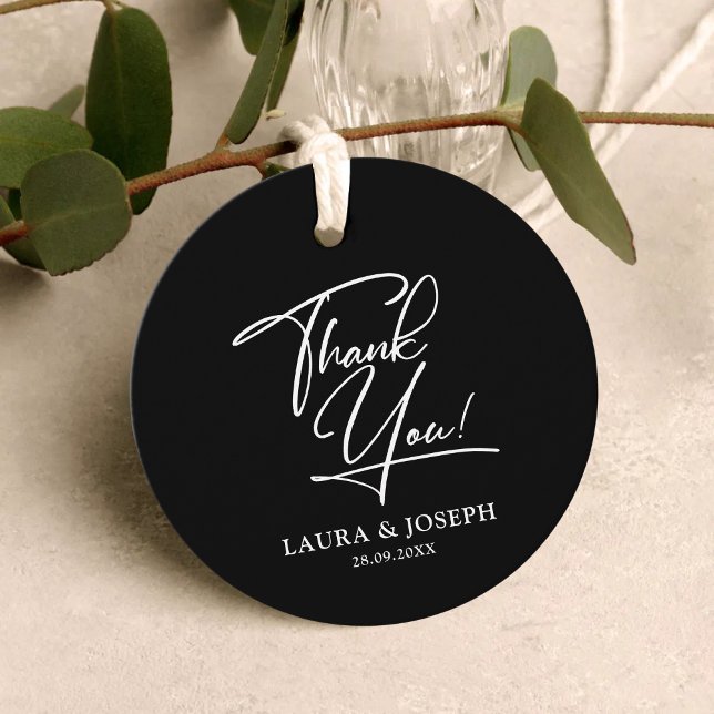 Schwarz und Weiß Moderne Elegance Hochzeit Vielen  Geschenkanhänger (Von Creator hochgeladen)