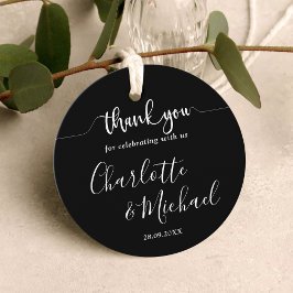 Schwarz und Weiß Moderne Elegance Hochzeit Vielen  Geschenkanhänger