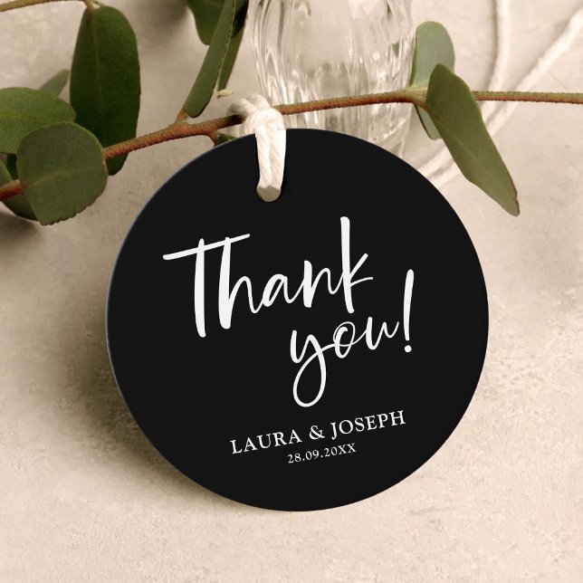 Schwarz und Weiß Moderne Elegance Hochzeit Vielen  Geschenkanhänger (Von Creator hochgeladen)