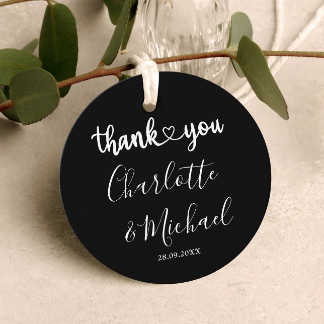 Schwarz und Weiß Moderne Elegance Hochzeit Vielen  Geschenkanhänger (Von Creator hochgeladen)