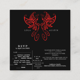 Schwarz und Weiß Moderne Elegance Wedding RED Alle Begleitkarte