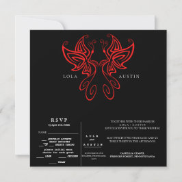Schwarz und Weiß Moderne Elegance Wedding RED Alle Einladung