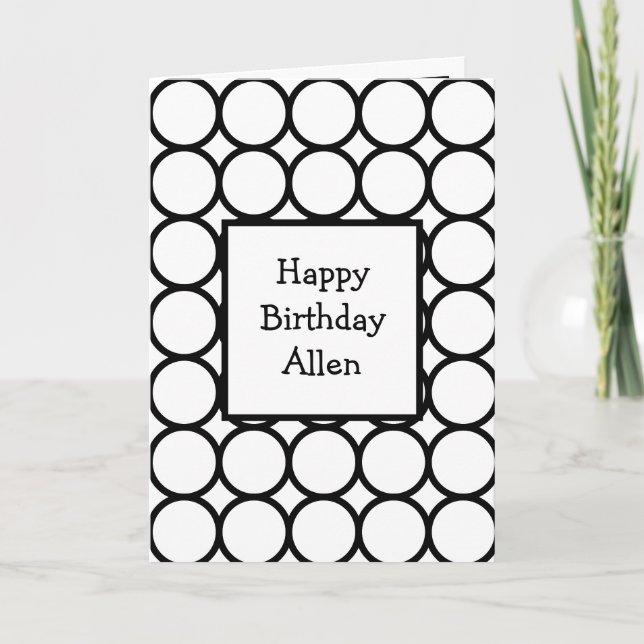 Schwarz und Weiß Moderne Personalisiert Happy Birt Karte (Vorderseite)