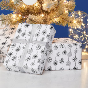 Schwarz und Weiß Moderne Schneeflocken Weihnachten Geschenkpapier