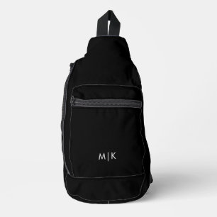 Schwarz und Weiß Modernes Monogramm Crossbody Bag