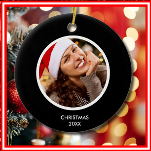 Schwarz und Weiß   Modernes Monogramm-FOTO Keramik Ornament