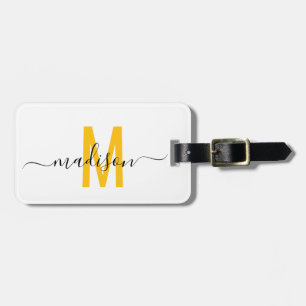 Schwarz und Weiß Modernes Monogramm Gepäckanhänger