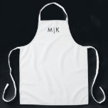 Schwarz und Weiß | Modernes Monogramm Schürze<br><div class="desc">Dieses moderne Design in Schwarz-Weiß-Schürze bietet einen schlichten,  weißen Hintergrund. Ihre Initialen in fett schwarzem Text sorgen für ein schlichtes,  stilvolles und dennoch berufliches Aussehen.</div>