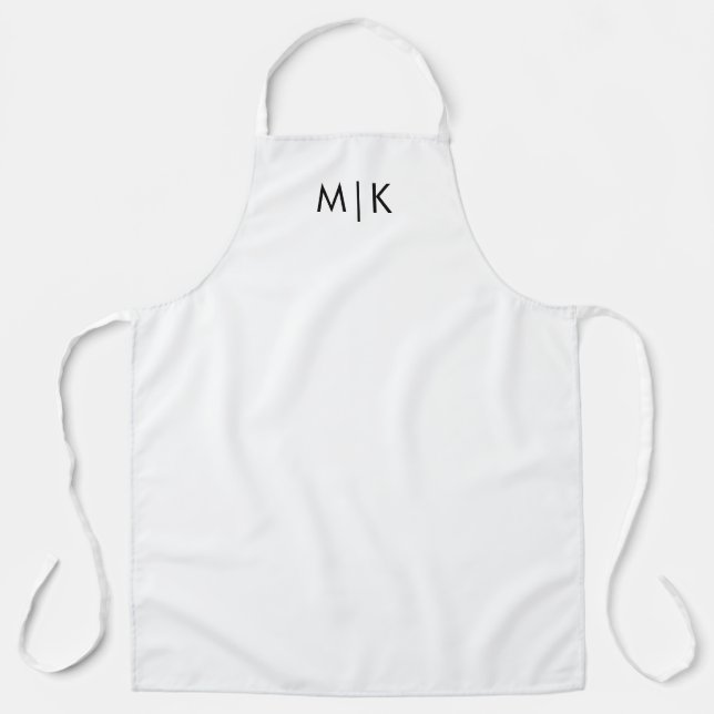 Schwarz und Weiß | Modernes Monogramm Schürze (Vorderseite)