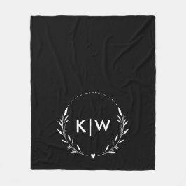 Schwarz und Weiß | Monogram für moderne Initials Fleecedecke