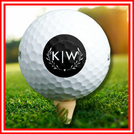 Schwarz und Weiß | Monogram für moderne Initials Golfball