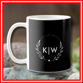 Schwarz und Weiß | Monogram für moderne Initials Kaffeetasse
