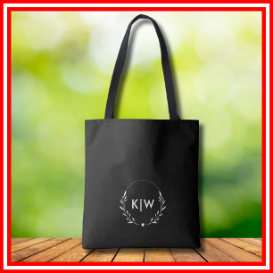Schwarz und Weiß Monogram für moderne Initials Tasche