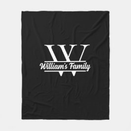 Schwarz und Weiß | Monogramm für einfache Familien Fleecedecke