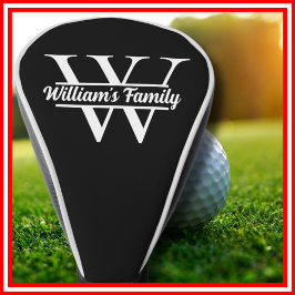 Schwarz und Weiß | Monogramm für einfache Familien Golf Headcover