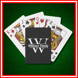 Schwarz und Weiß | Monogramm für einfache Familien Spielkarten
