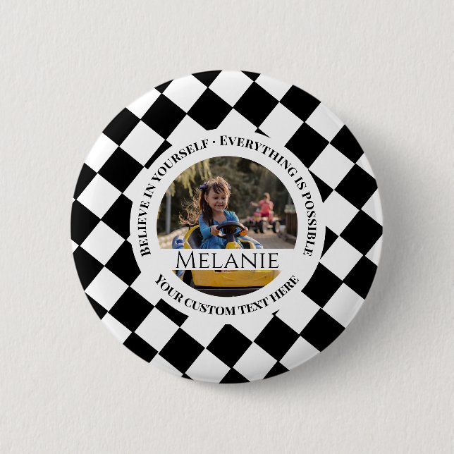 Schwarz und Weiß Motivierend Button (Vorderseite)