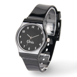 Schwarz und Weiß, Name, Lässiger Silikon-Band-Hand Armbanduhr