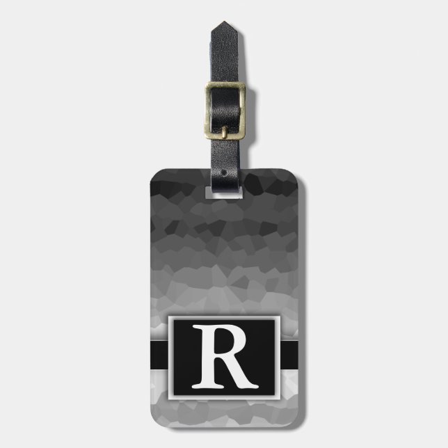 Schwarz und Weiß Ombre Modernes, elegantes Monogra Gepäckanhänger (Vorderseite vertikal)