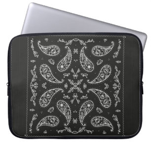 Schwarz und Weiß Paisley Bandana Ornament Print. V Laptopschutzhülle