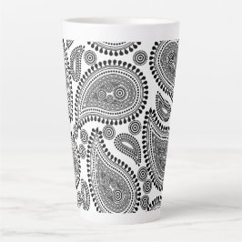 Schwarz und Weiß Paisley Große Latte Tasse