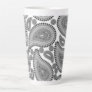 Schwarz und Weiß Paisley Große Latte Tasse