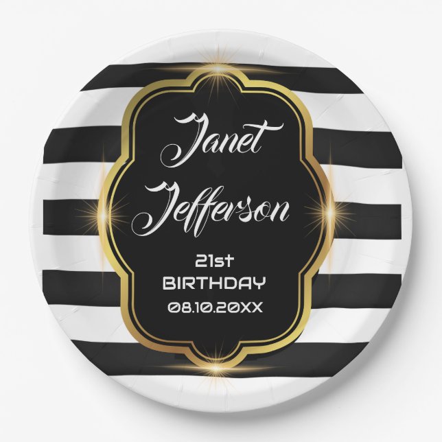 Schwarz und Weiß Pappteller (Vorderseite)