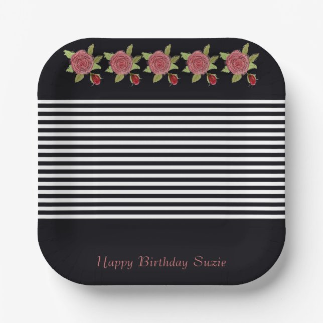 Schwarz und Weiß Pappteller (Vorderseite)