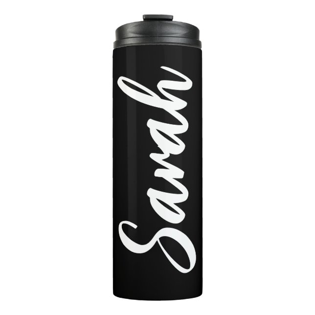 Schwarz und Weiß Personalisiert Thermosbecher (Vorderseite)