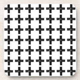 Schwarz und Weiß "Plus" Mathematik Symbol Lino Cut Getränkeuntersetzer